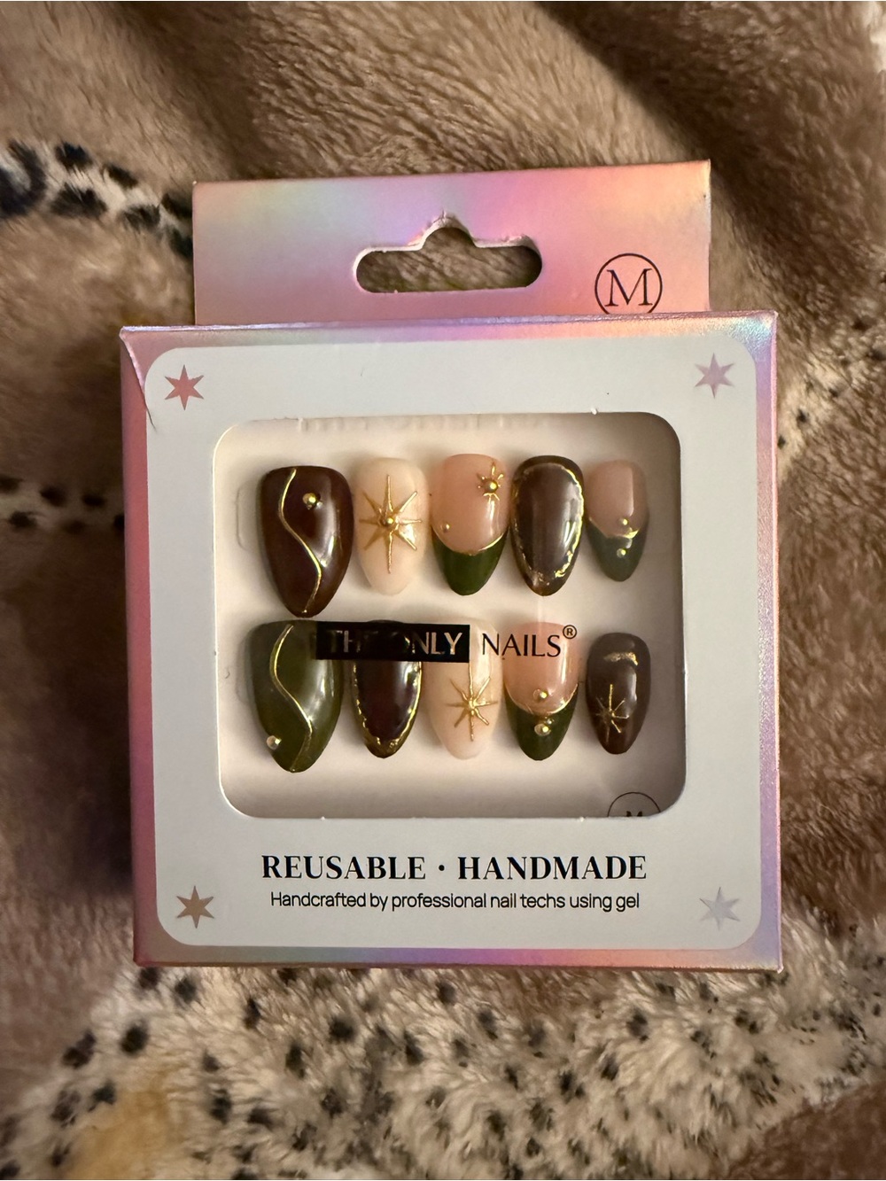 Green and brown, “The Only Nails” Size M